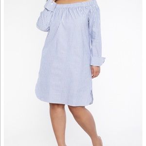 Off shoulder stripped dress